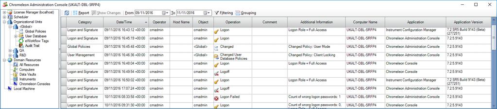 Audit Trails in Chromeleon CDS Chromeleon CDS consolidated audit trail viewer Combines all audit trails