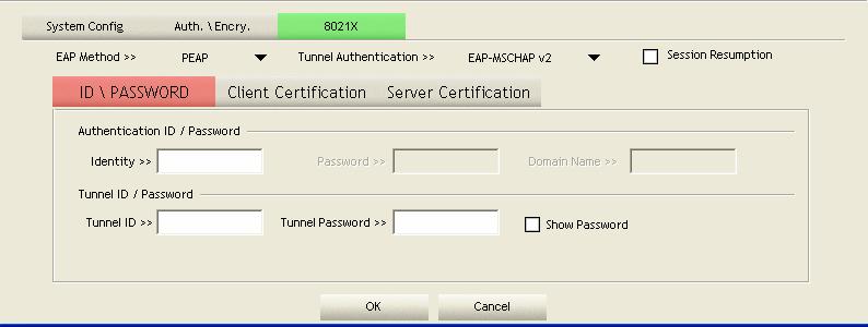 EAP Method: PEAP: Protect Extensible Authentication Protocol. PEAP transport securely authentication data by using tunnelling between PEAP clients and an authentication server.