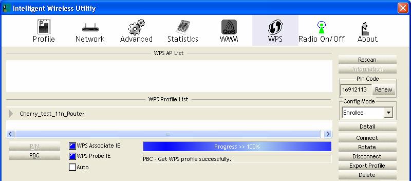 WPS Tab WPS AP List Rescan Information Display the information of surrounding APs with WPS IE from last scan result.