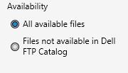 6. Select the availability. Here you can select all update files that meet the search criteria or just the files that meet the search criteria and not available in the latest FTP Catalog.