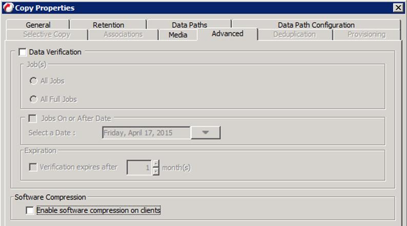 Select the deduplication tab if enabled and make sure that deduplication is disabled. 10.