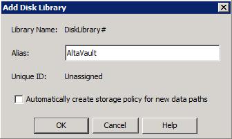 4. Identify the Library name you wish to use, then click OK. 5. Provide a base folder name to store the data in.