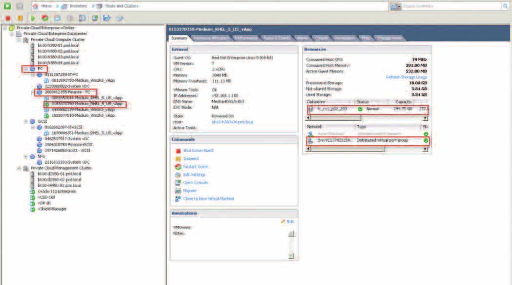 Figure 8. vcenter View of the vcloud Director Allocations.
