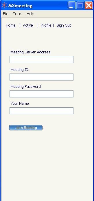 3. Enter the Meeting Server Address, Meeting ID, Meeting Password, and