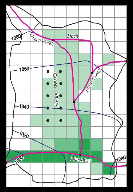 Figure 4 Location of stream arcs after digitizing (arcs bolded for clarity) 4.4 Correcting the Arc Directions Arcs have a direction associated with them.