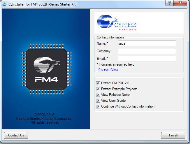 Installation and Test Operation 7. When you click Next, the FM4 S6EH-Series Starter Kit installer automatically installs the required software, if it is not present on your PC.