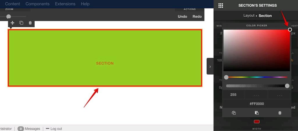 Color: You can select color for your border of section.
