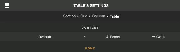 Icon size: Here, you can resize for your icon. Table This element allow you create a table, it have many rows and columns.