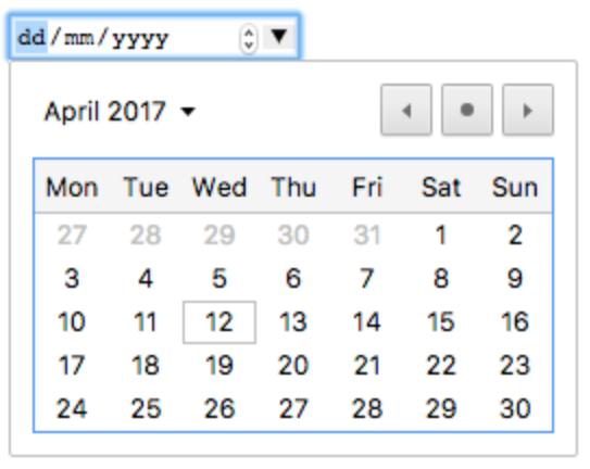 Specialized Controls A date input appears