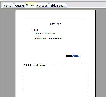 Figure 8: Adding notes in Notes view Handout view Handout view is for setting up the layout for a printed handout.