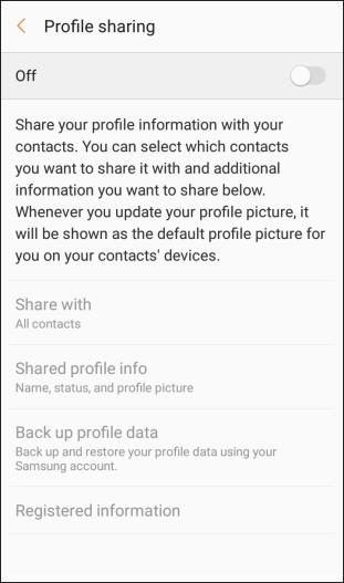 From home, tap Apps > Contacts. You will see the Contacts list. 2. Tap your profile under Set my profile. Your profile displays. 3.