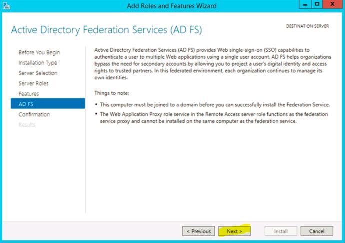 » On the Active Directory Federation Services (AD FS) interface, click Next Figure 3.