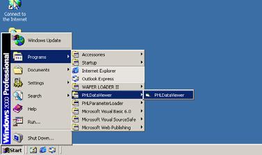 3. 3.1 BASIC OPERATION Start Select Programs PHL Data Viewer PHL Data Viewer from the