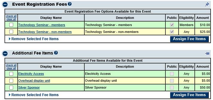 Assign Fees to Event Assign fees on Fees tab BEFORE adding guests and sponsors During registration, only one event registration
