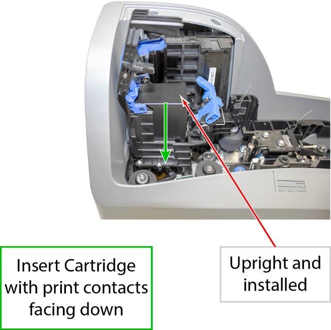 Make sure that the cartridge is fully seated by pressing on the top of the cartridge. Step 5: Close and secure the top latch.