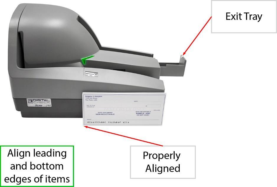 Loading Items into the Scanner The TS240 s automatic feeder can handle up to 100 items at a time. Please follow the steps below to ensure proper feeding.