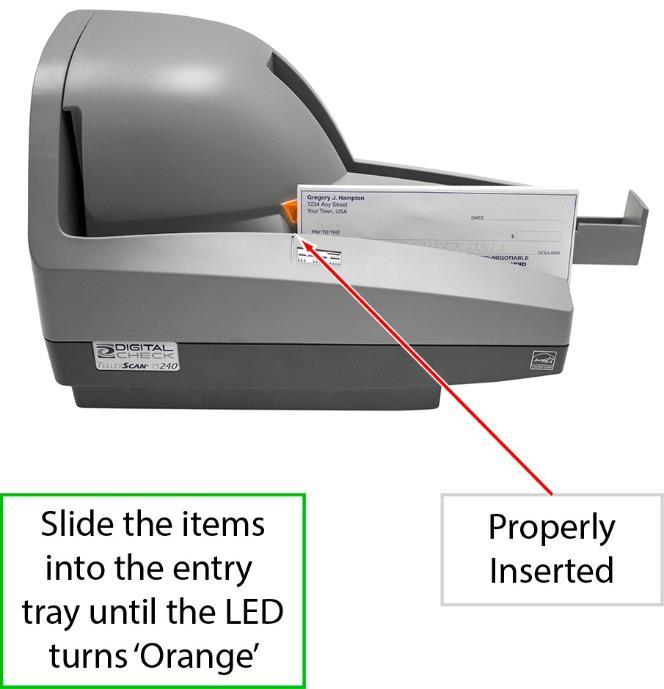 Straighten any bent corners or excessively wrinkled documents. Step 2: Align / jog the items to prepare them for scanning. Step 3: The leading and bottom edges of items should be aligned.