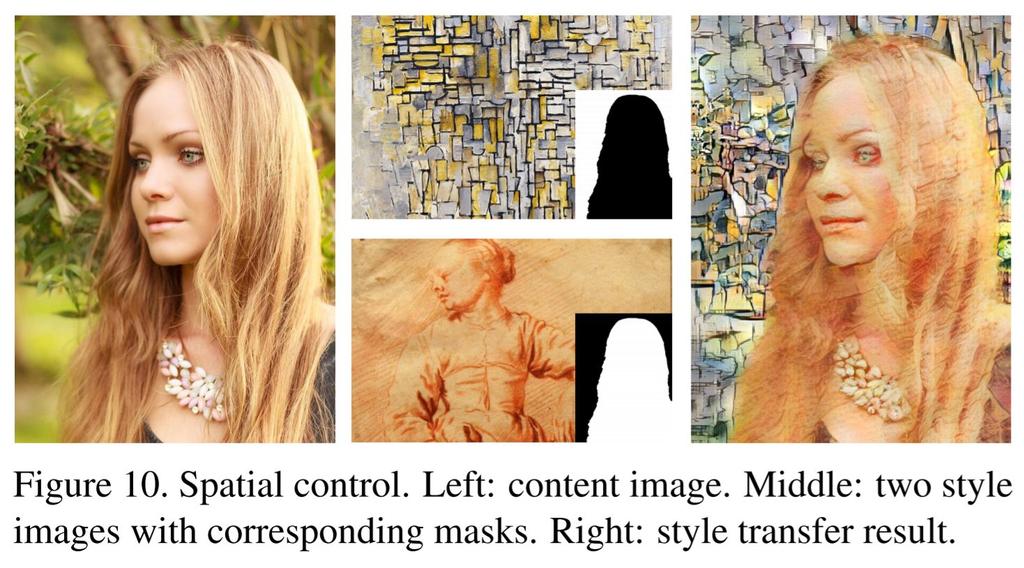 Spatial Control To style match different areas of an image to different styles Use
