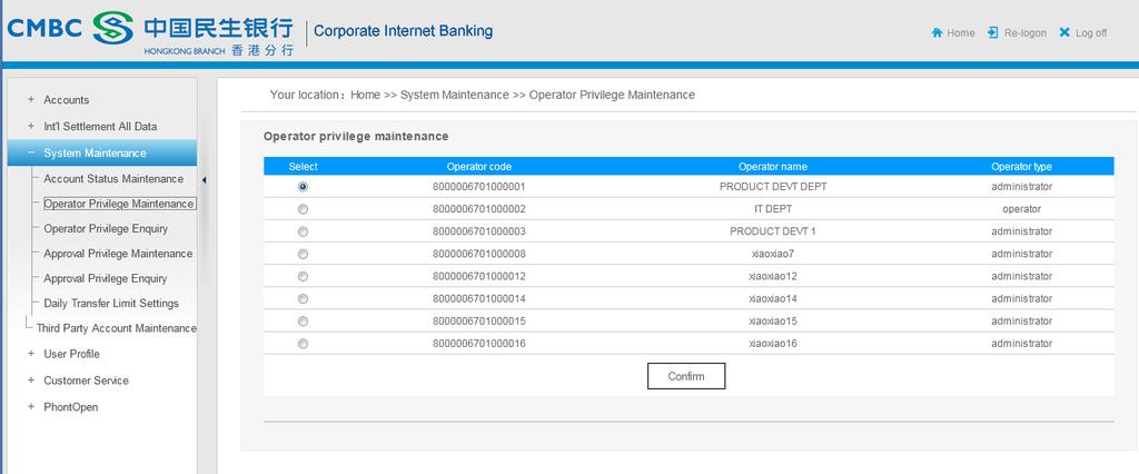 Part 3 Internet Banking Settings All users can start using the Internet Banking and Mobile Banking Services after few more steps of settings by the Administrator(s): Set up Operator Privilege >> Set