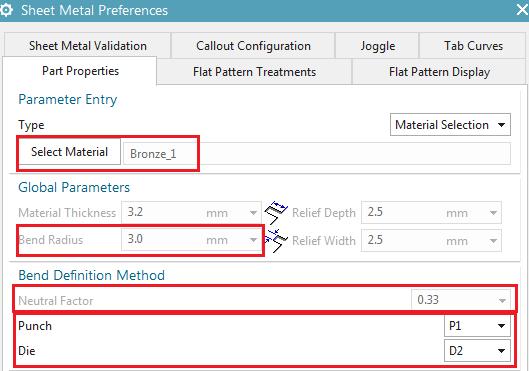 Material and Bend Table Improvements Project Detail Added functionality in NX12 Material driven tooling selection