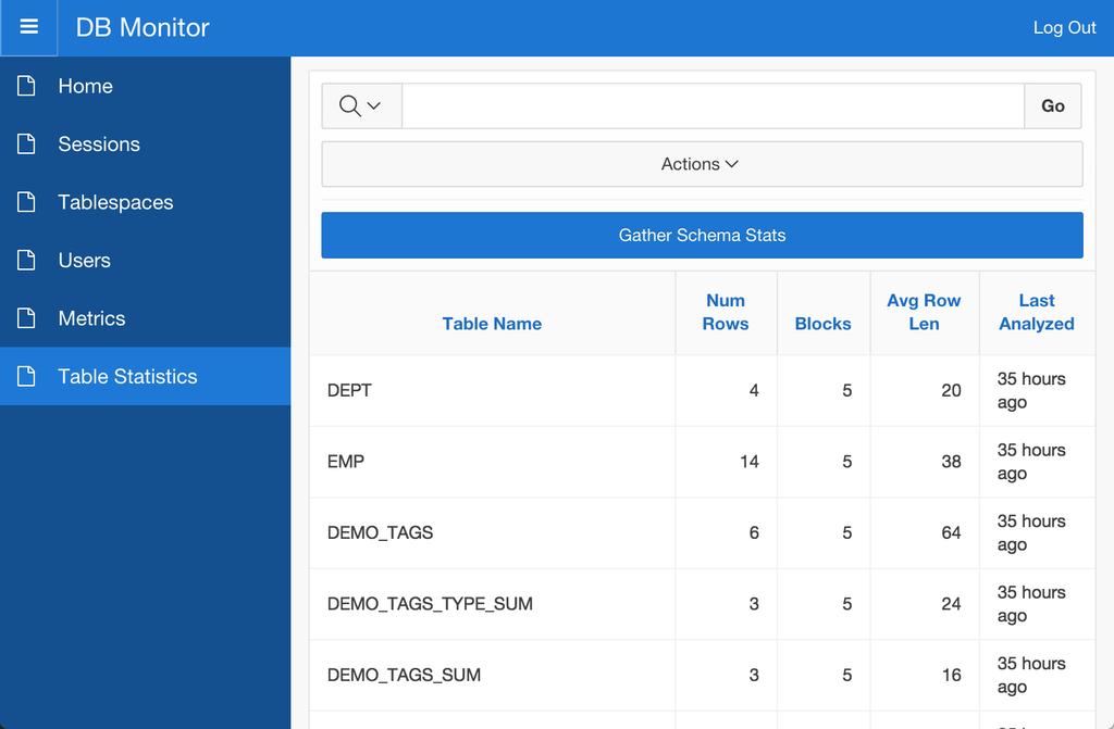 Task # 5: View Table Statistics Display query