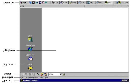 The QuickLink Desktop Window The QuickLink Desktop window is composed of the following sections, as shown in the figure below: Toolbar The Toolbar is a series of buttons located beneath the Menu bar.