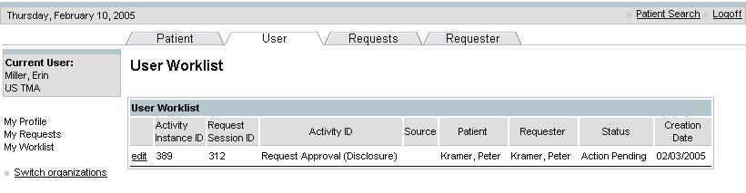 NOTE: To process a request, select that request and perform the action or route it for approval or denial. 5.1.