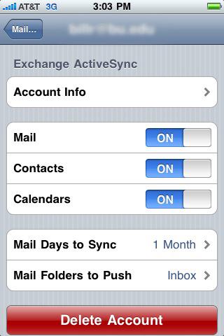 7. The next step is to adjust a few settings for your Exchange account.
