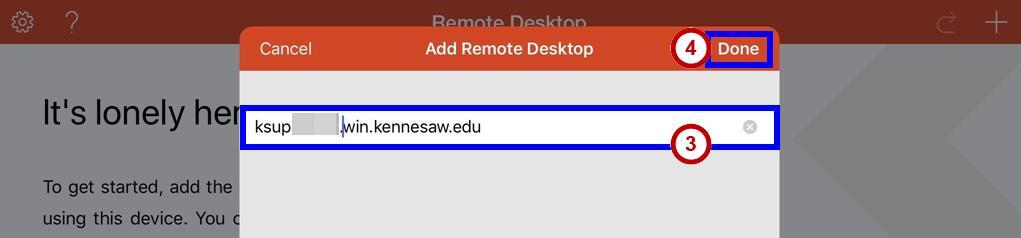 In the PC name field, enter the KSU computer name you identified in step 5 of Identifying