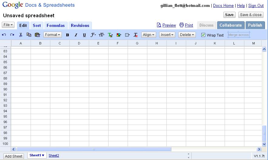 3.2 New Spreadsheets If you click on the second tab New Spreadsheets you will be taken to Screenshot 10. This page allows users to create spreadsheets for editing.