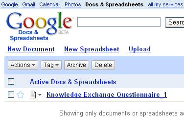 4.0 Uploading (From the Homepage) Documents and spreadsheets can be uploaded as well as being created on the site.
