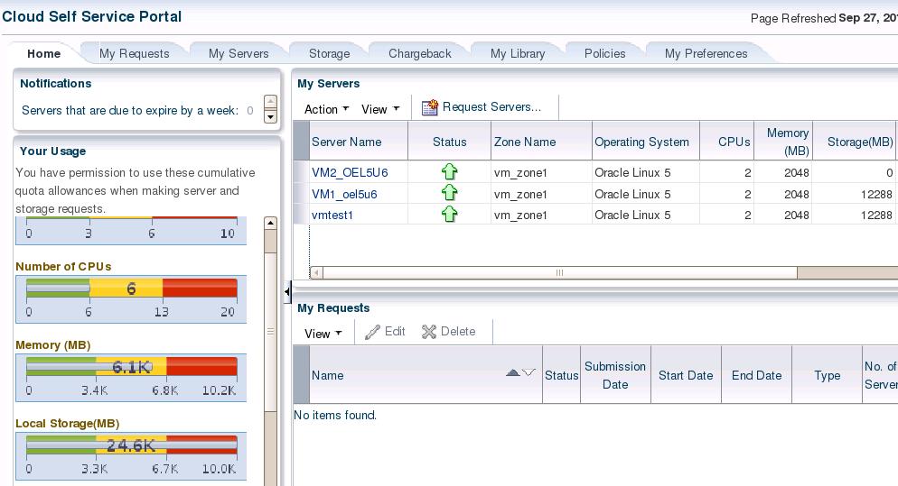 Self Service Application Monitoring and Administering Resources and Requests Use Self Service Portal: Cloud Cloud Self
