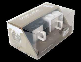 CUBE MUG MINI Double set package Material PET Box with paper 18.3cm x 11.5cm x 8.3cm 500g Double Set shipping cartons Qyt/Ctn 24 pcs (12 sets) Per Carton 6.