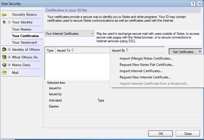 Page : 141/160 Click the Get Certificates button and select Import