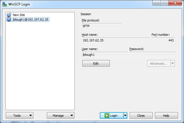 WinSCP Setup (3) Click Save to store the settings (the