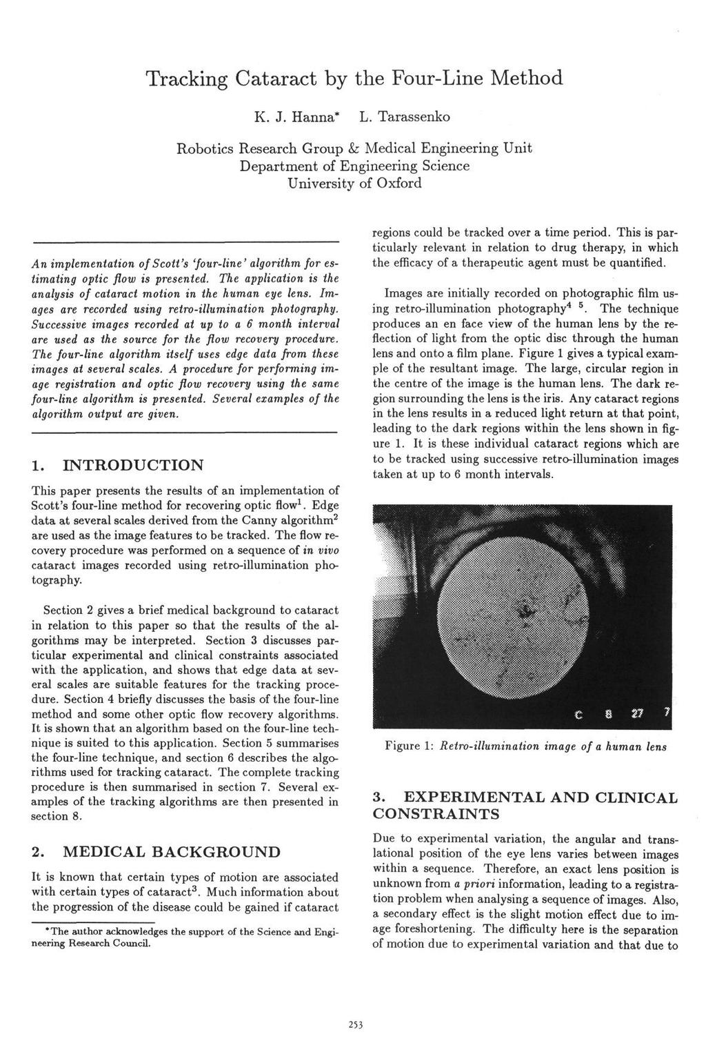 Tracking Cataract by the Four-Line Method K. J. Hanna* L.