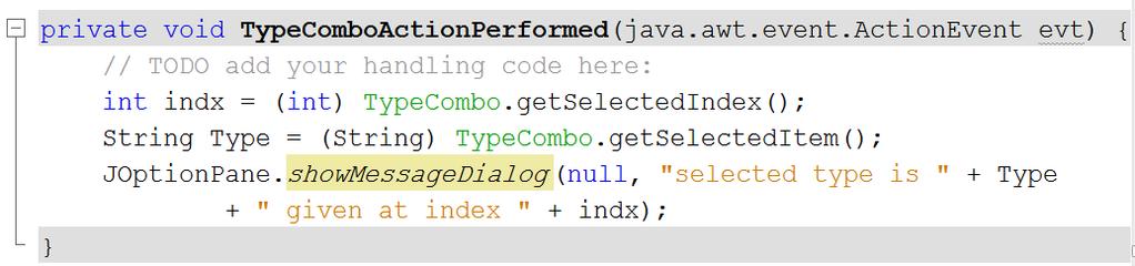 Code 13 method getselectedindex returns the index of the selected