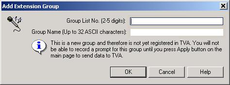 2.5 System Parameters 2.5.2 Extension Group An Extension Group is a group of extensions that share a common mailbox. Each group has an Extension Group number.