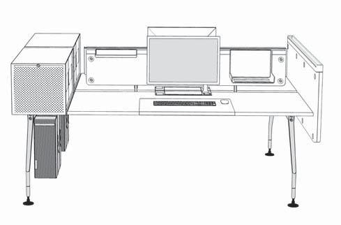 Workstations Individual workstation with mobile pedestal. Individual workstation with file box, modesty panel and add-on table suitable, for example, as a reception desk.