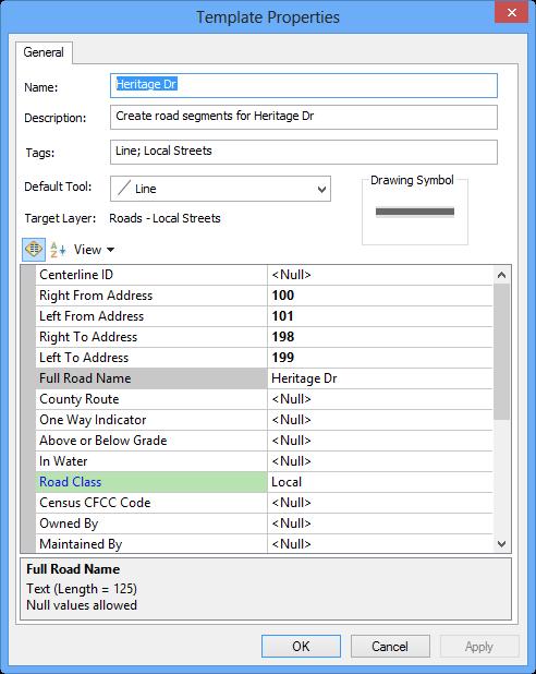 Creating features with feature templates All info needed to create a feature - initial attribute values, target layer, default construction tool Templates are used anytime you create features -