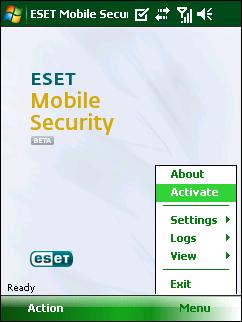 2. Product activation The main ESET Mobile Security window (Start > Programs > ESET Mobile Security) is the starting point for all instructions in this manual. 2.