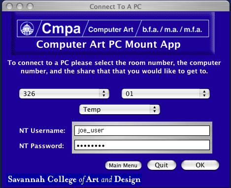(see below) 6. When the dialog box appears (see below), select the following from the drop down menu: a. Connect to a PC b. Room of the computer c.