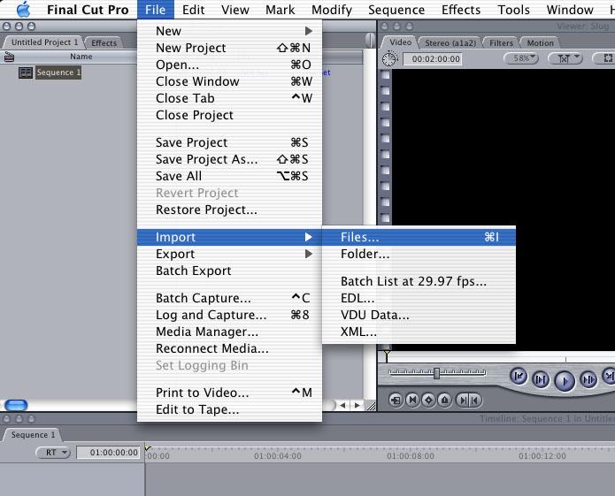 12. Drag your AVI sequence onto the time line and under the Sequence menu, select Render All -> Both (this will render audio and video components of your animation). 13. Select File -> Print to Video.