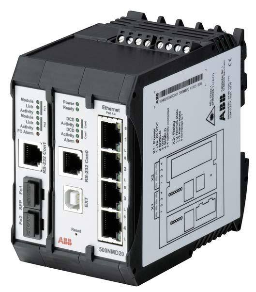 PRODUCT CATALOG RTU500 SERIES 57 RTU500 series modules Ethernet communication 500NMD20 1KHW025098R0001 500NMD20 - DIN rail integrated managed switch with 2 FX-ports and 4 Ethernet ports Integrated