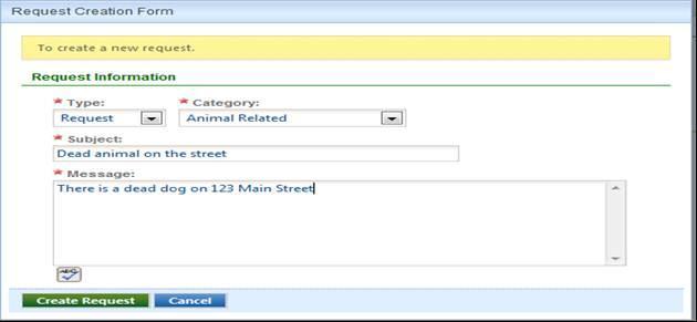 5.2 Citizen Request To make citizen request on line, user can simply click the Add New ( and fill out all required information.