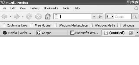 Browsing the World Wide Web with Firefox B 660 / 7 Click a tab to switch to the web page it contains To open a new tab, either choose File > New Tab or press Ctrl+T.