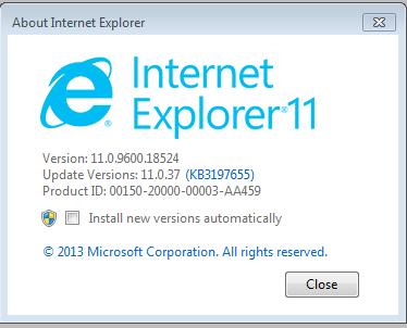 2. This will display the About Internet Explorer window showing the version of Internet Explorer that is installed in your system. 3.