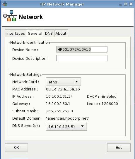 General Tab Specify or change network identification