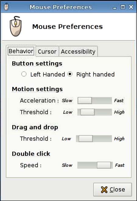 Mouse To set the mouse behavior and cursor size: 1. Click Control Panel > Mouse. 2.