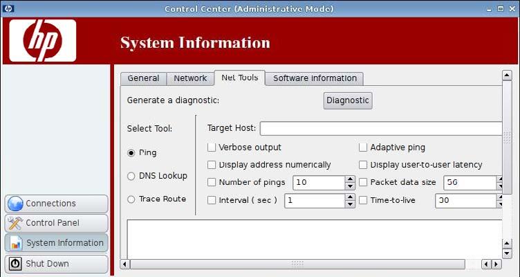 Net Tools DHCP Server Address Interface Statistics Network Default Gateway DNS Settings Hostname Default Domain